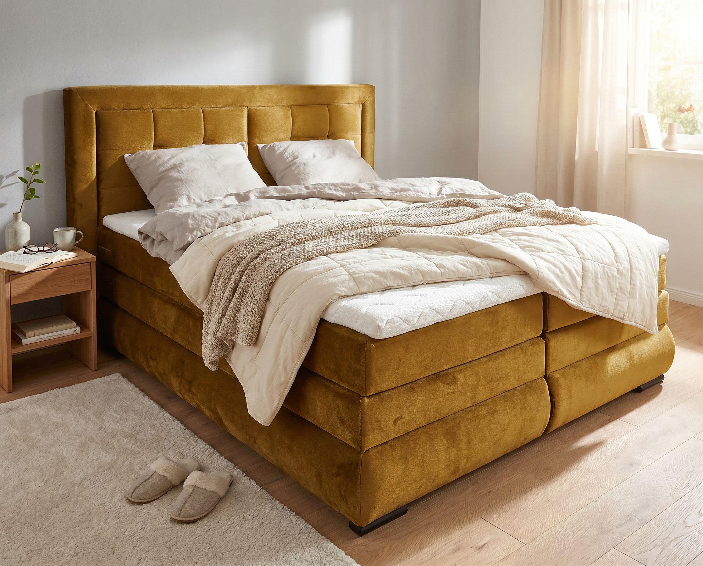 OTTO home Boxspringbett MIVVA inkl. Bettkasten & Topper, Komfortliegehöhe: 67cm, Breite: 180cm, in H3, H4 oder Hmix H3/H4, wahlweise mit oder ohne LED-Leuchten