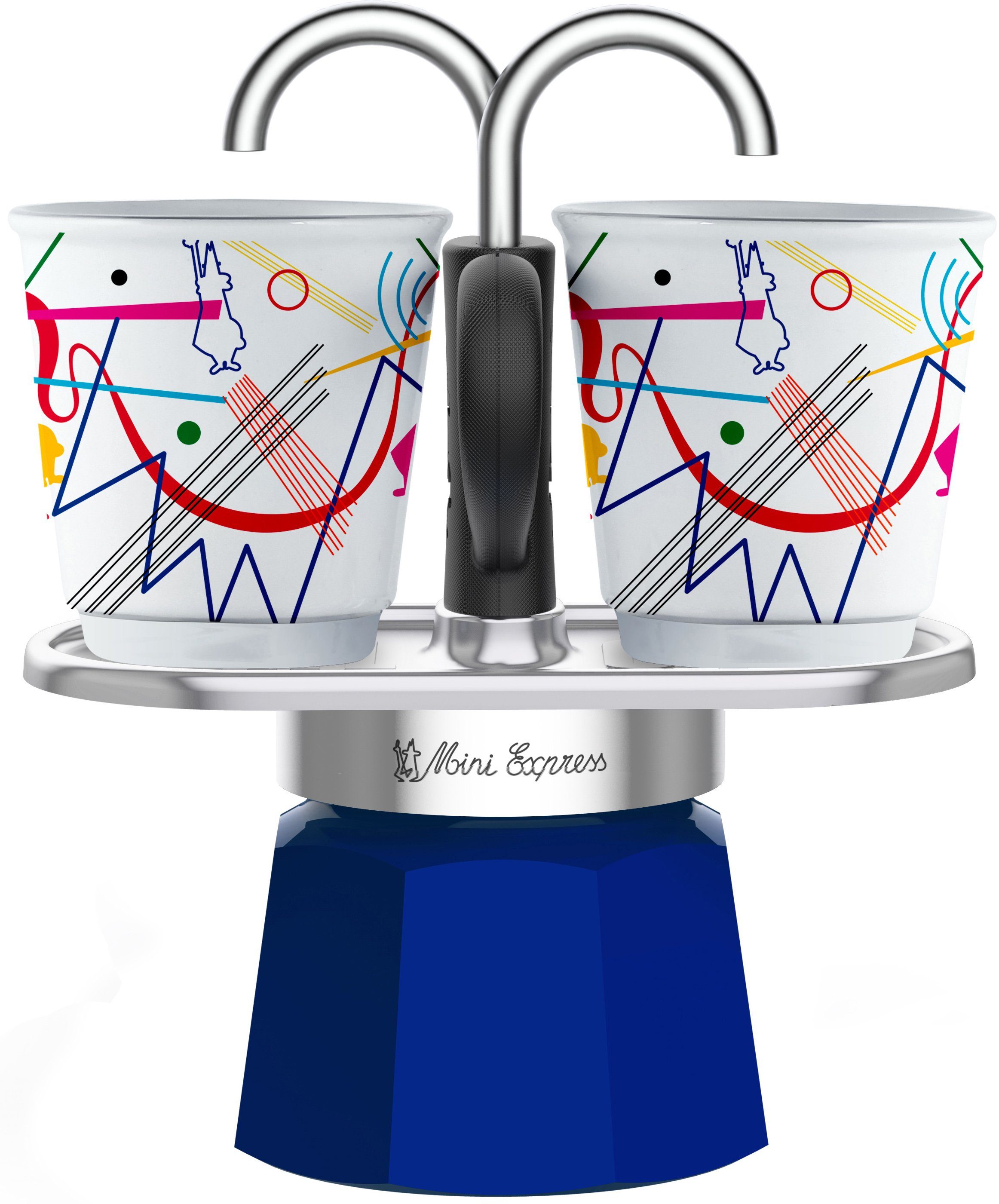 BIALETTI Espressokocher, 0,09l Kaffeekanne, (1 Espressokocher + 2 Espressobecher, 90 ml)