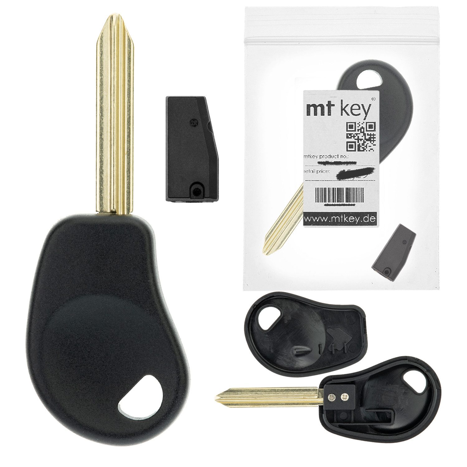 mt-key Schlüsseltasche Auto Zünd Schlüssel Rohling SX9 + ID46 Transponder (Set), für Citroen Saxo Ab Modellpflege (99-03); Xsara Ab Modellpflege (0...