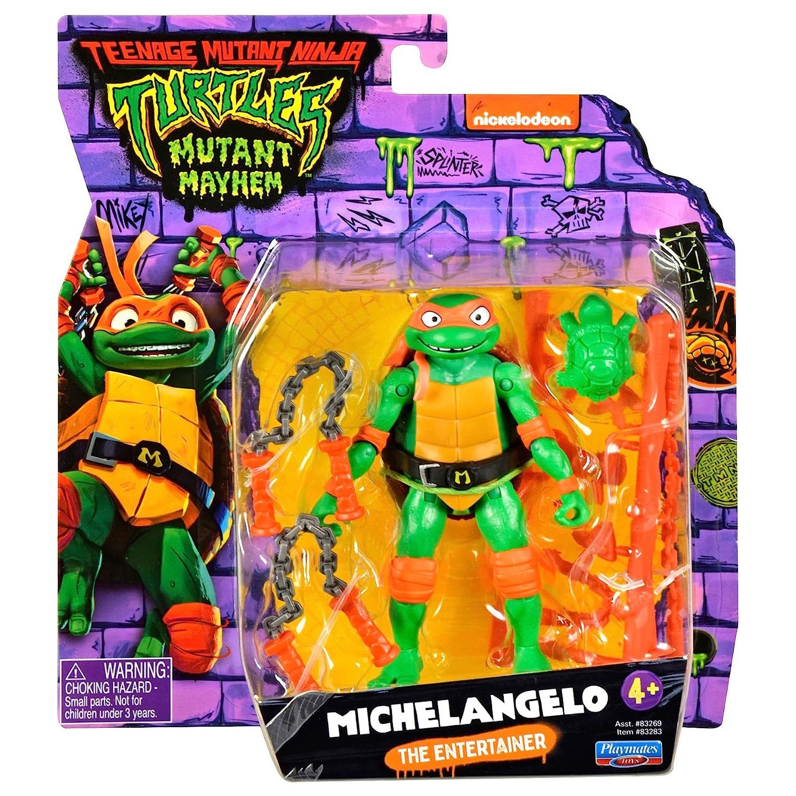 Playmates Toys Actionfigur Mutant Mayhem 10cm Figur, (inkl. Waffe im filmgetreuen Design), TMNT Figur: Michelangelo