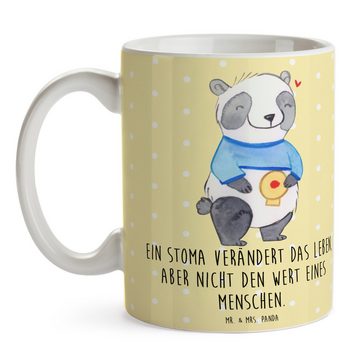 Mr. & Mrs. Panda Tasse Panda künstlicher Darmausgang - Gelb Pastell - Geschenk, Tasse, Stoma, Keramik, Herzberührende Designs