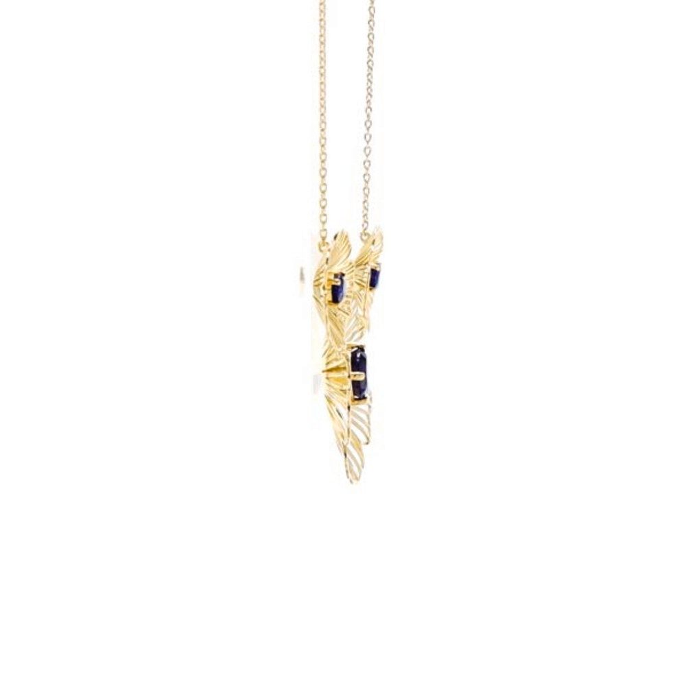 Cavill Silberkette Cavill Silbercollier 2,12 ct Madagaskar Saphir, vergoldet, floral (1-tlg)