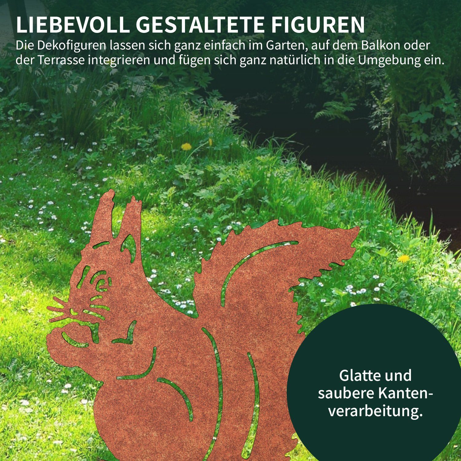 VERDOBA Gartenfigur Gartenstecker in Designs Blumenstecker Rost, Eichhörnchen verschiedenen (silber)