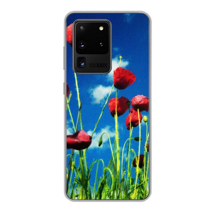 MuchoWow Handyhülle Mohnblumen für einen blauen Himmel Phone Case Handyhülle Samsung Galaxy S20 Ultra Silikon Schutzhülle