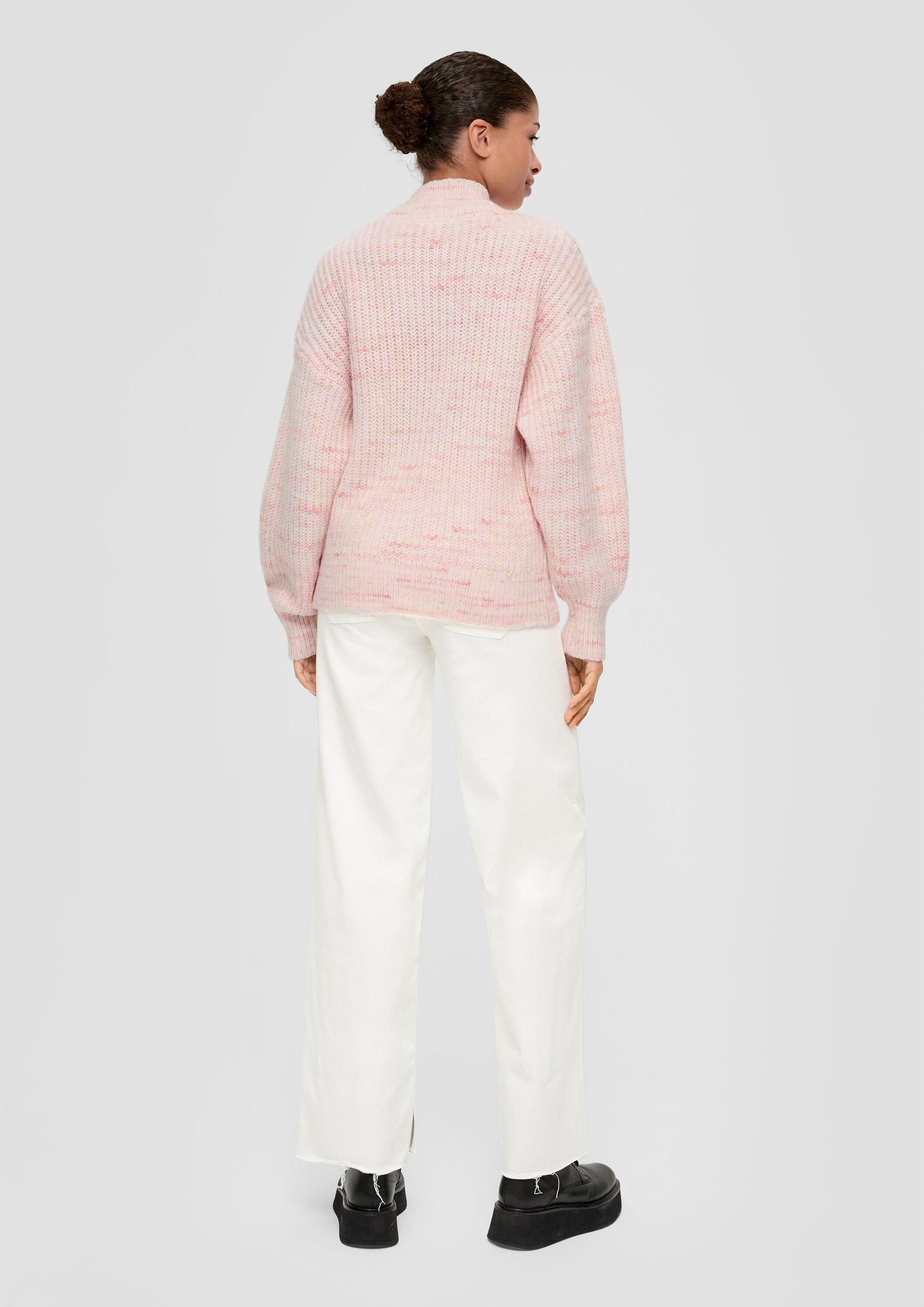 QS Longpullover Strickpullover Pullover in melierter Optik