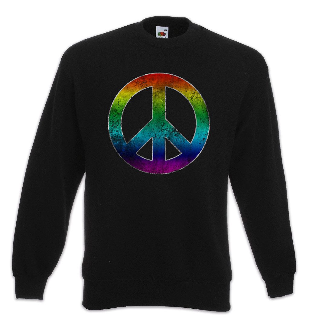 Sweatshirt Rainbow Peace Symbol Sweatshirt Hippie Sign Logo Frieden Regenbogen