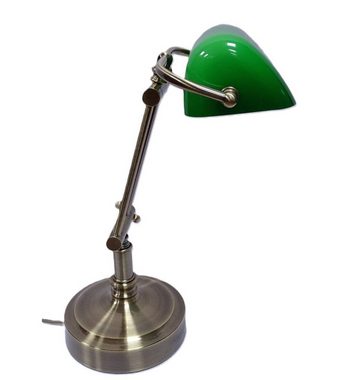 Linoows Tischleuchte Bankerlampe Bürolampe Art Deco Schreibtisch Lampe, ohne Leuchtmittel, je nach Leuchtmittel, Altmessing Tisch Lampe