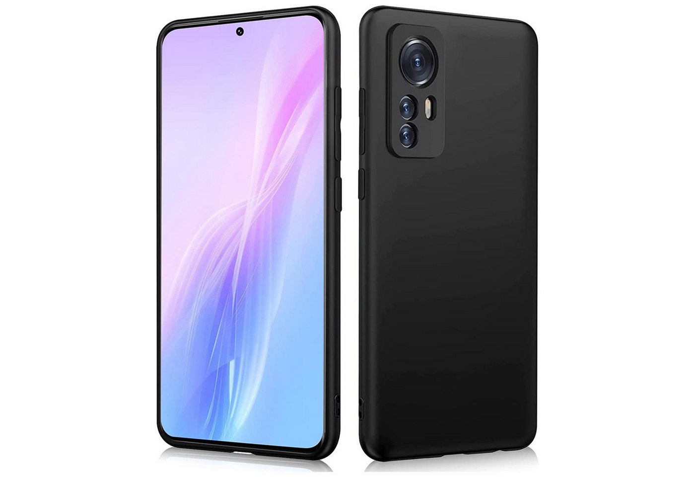 CoolGadget Handyhülle Black Series Handy Hülle für Xiaomi 12, Xiaomi 12X 6,28 Zoll, Edle Silikon Schlicht Robust Schutzhülle für Xiaomi 12 / 12X Hülle