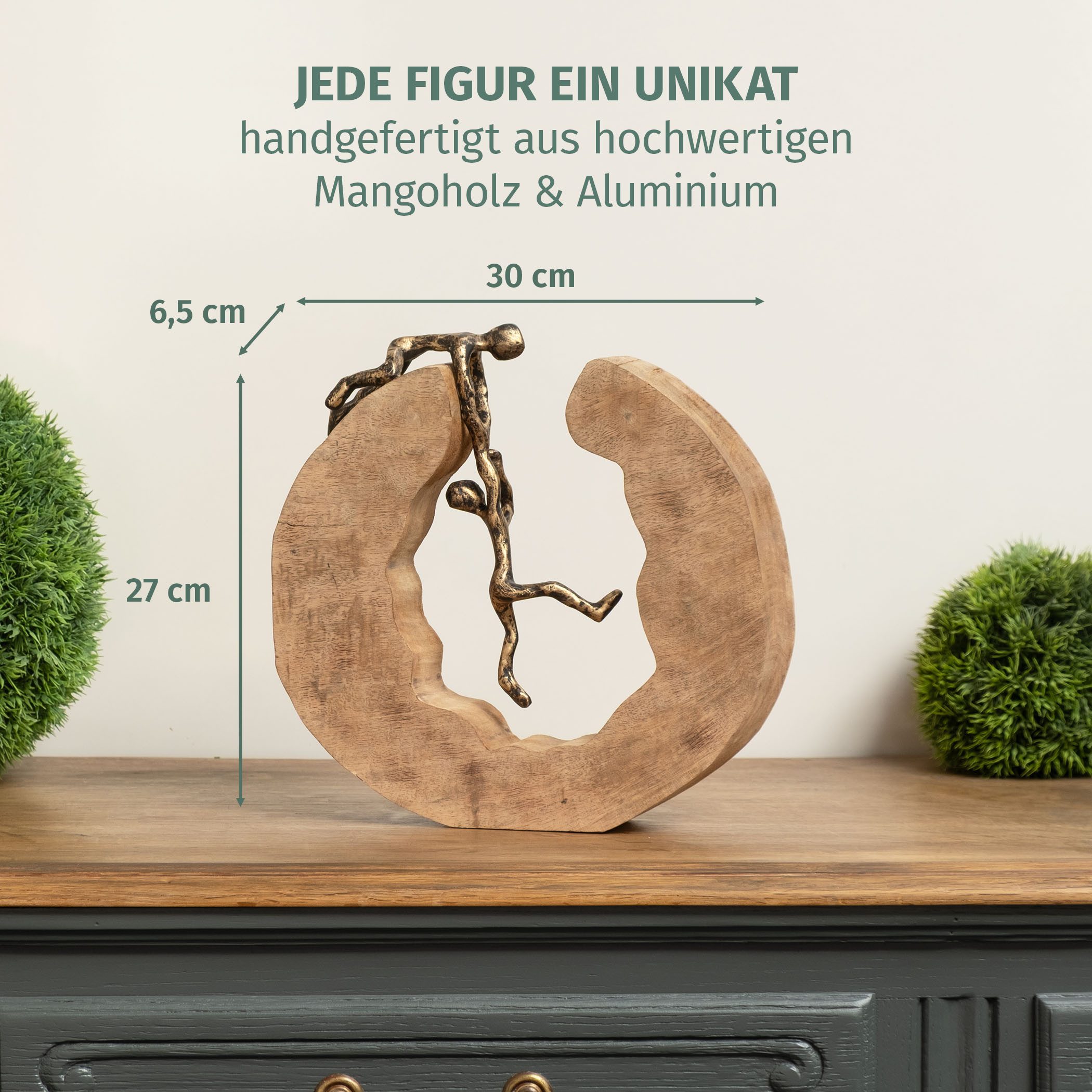 Moritz Skulptur Skulptur Teamwork Teamarbeit 29x28cm, Holz, Tischdeko, Fensterdeko, Wanddeko, Holzdeko, Weihnachtsdeko
