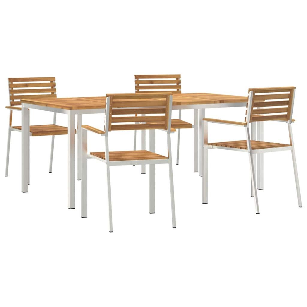 vidaXL Gartenlounge-Set Garten Essgruppe 5 Stk. Massives nholz und Edelstahl, (5-tlg)