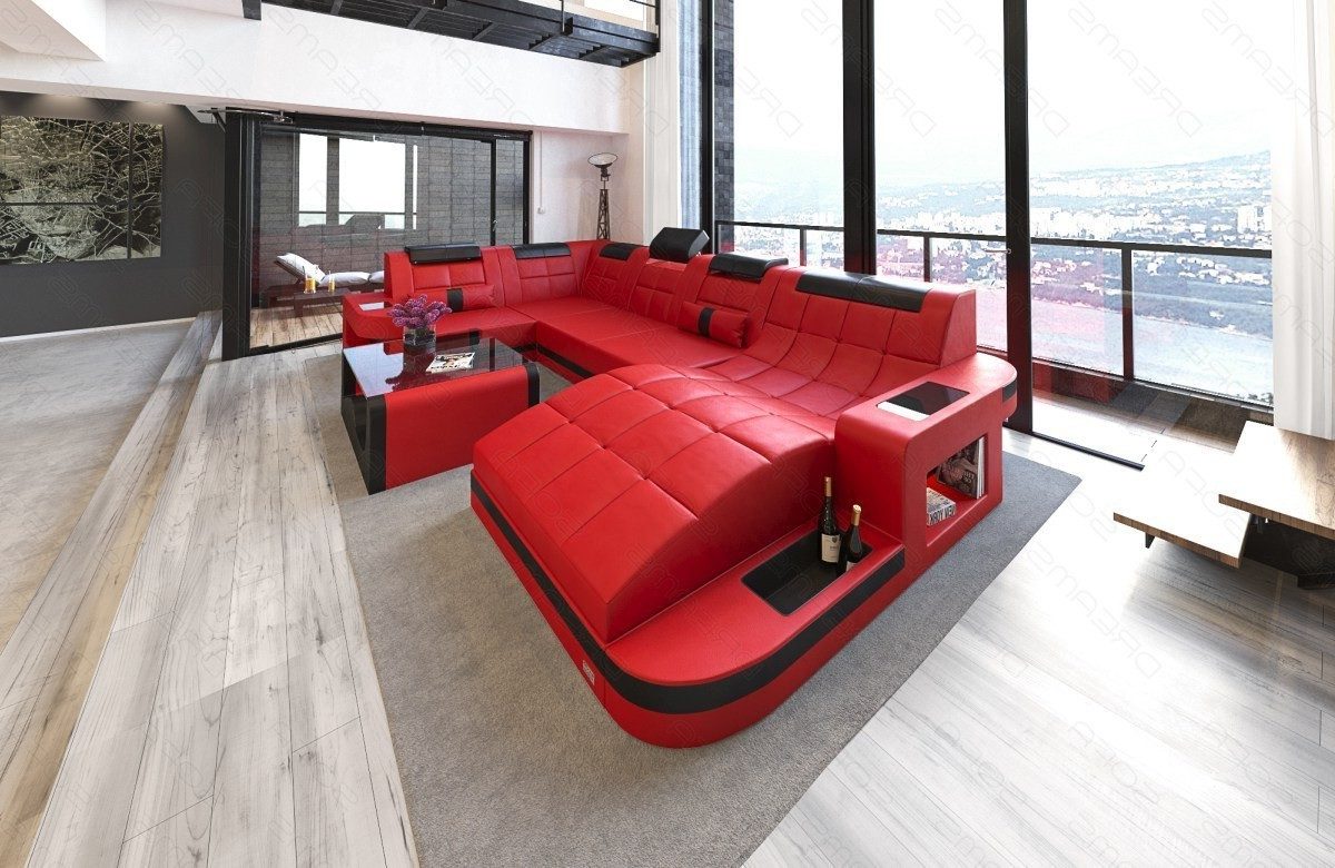 Sofa Dreams Wohnlandschaft Ledersofa Wave Mini U Form, Designersofa