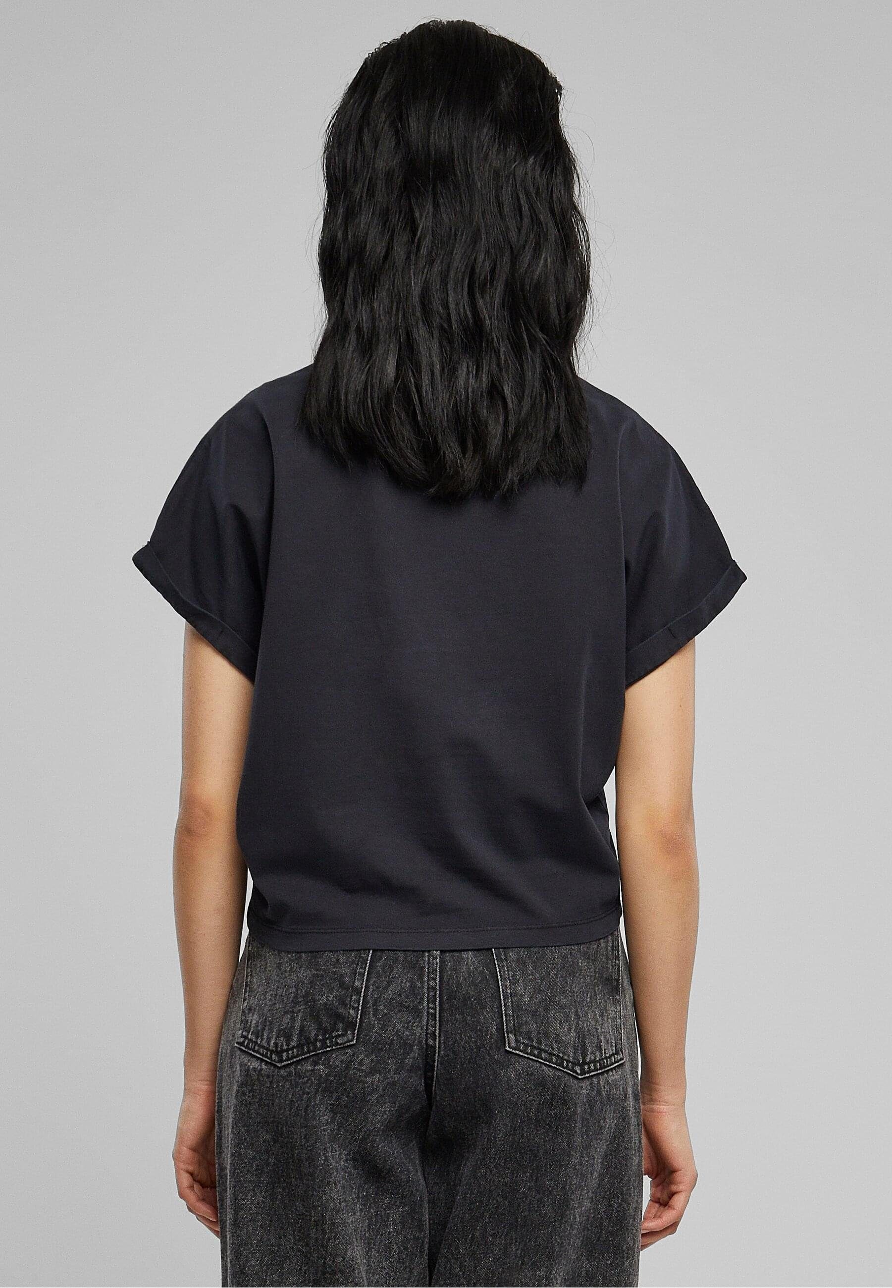 Damen Pigment URBAN Sleeve Strandshirt black On Ladies Cut (1-tlg) Short Dye Tee CLASSICS