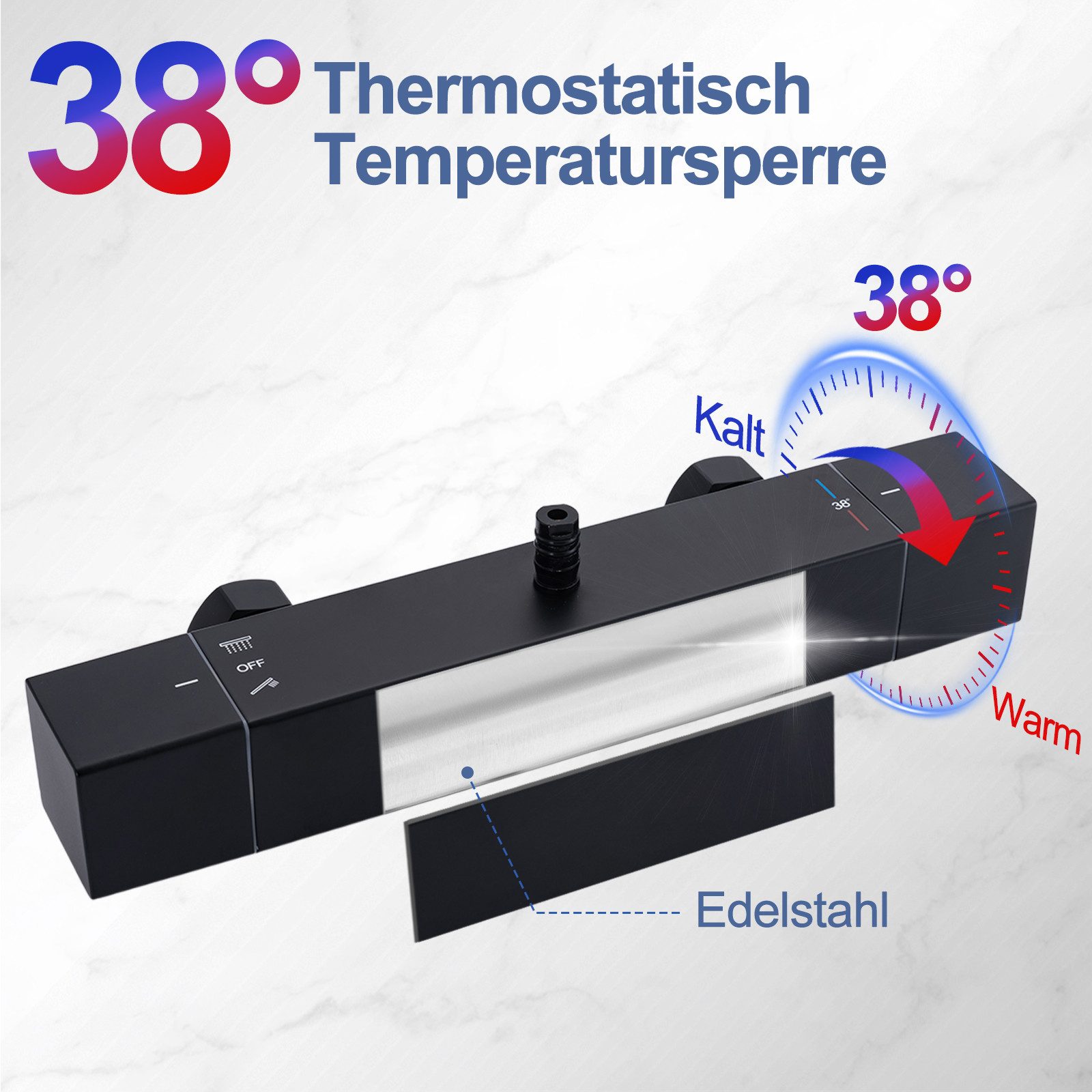 HOMELODY Duschsystem Duschset mit Thermostat 38℃ verstellbare Duschstange a günstig online kaufen