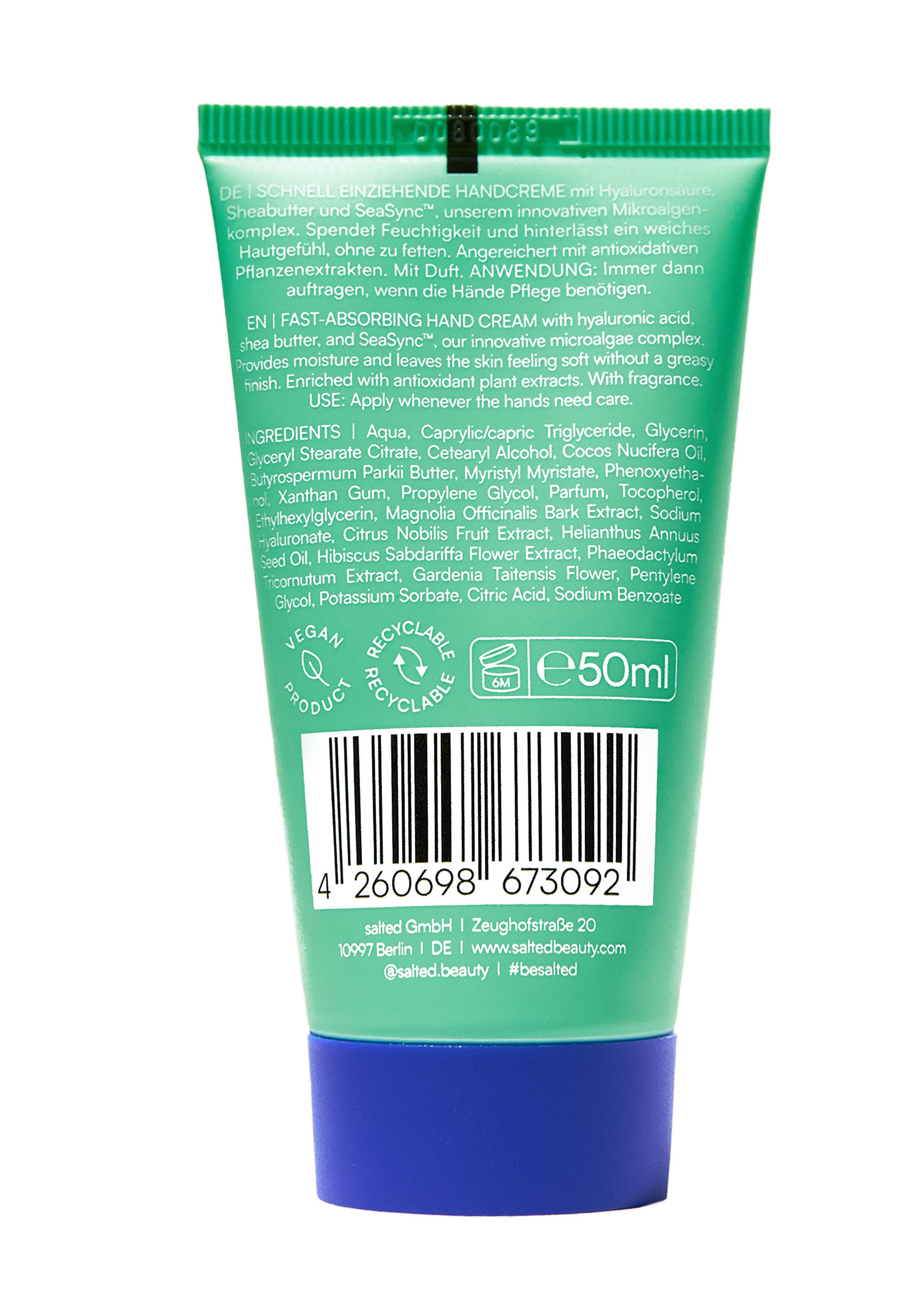 salted. Handcreme Soft Shield, Nährende Handcreme, feuchtigkeitsspendend, schnell einziehend, antioxodativ, pflegend