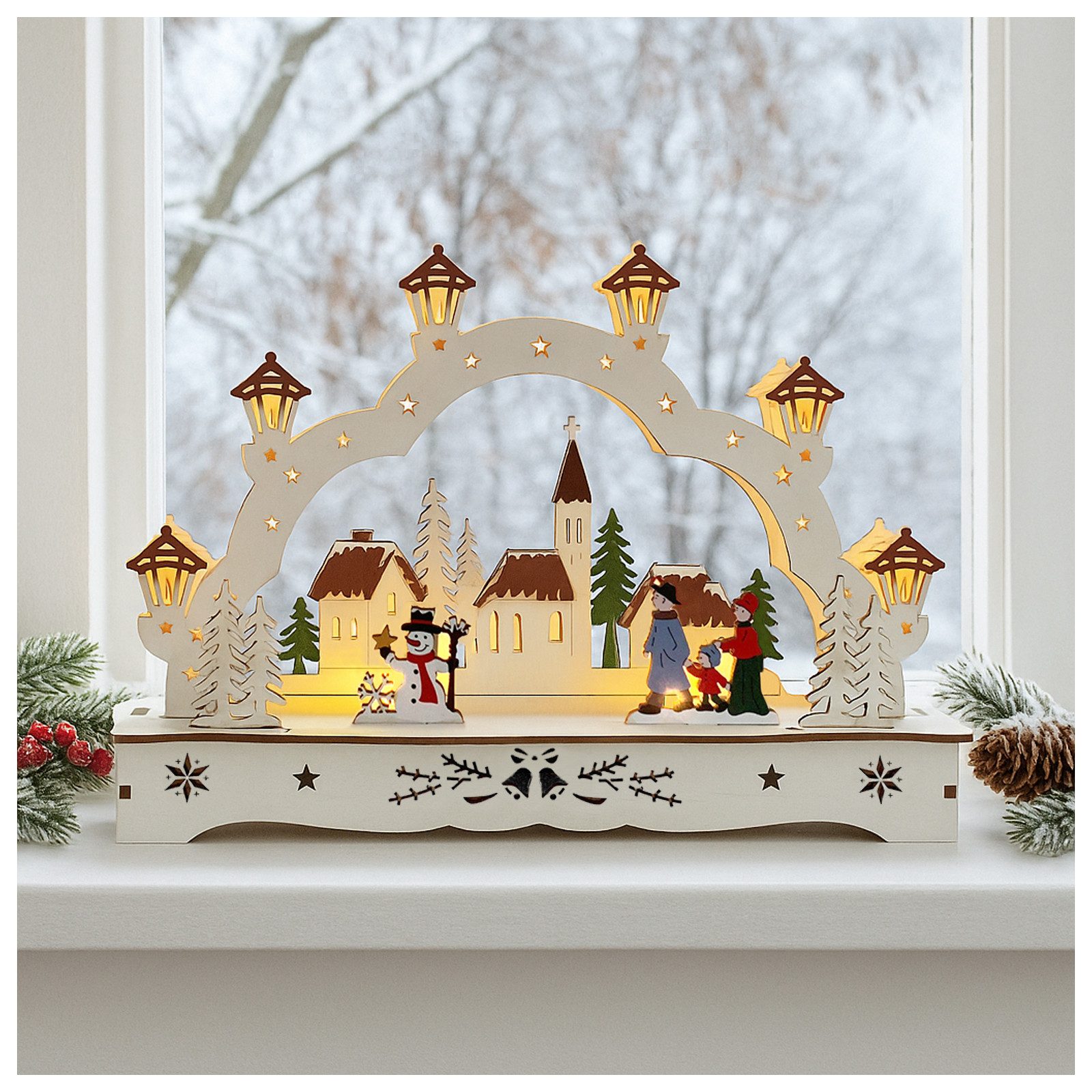 HTI-Living Schwibbogen Lichterbogen in modernem Weiß (1-tlg), Schwibbogen Weihnachtsdeko