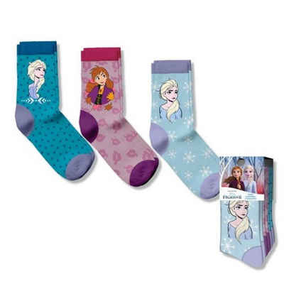 Kids Euroswan Socken Socken mit attraktivem Muster 3 Paar Frozen Elsa Anna