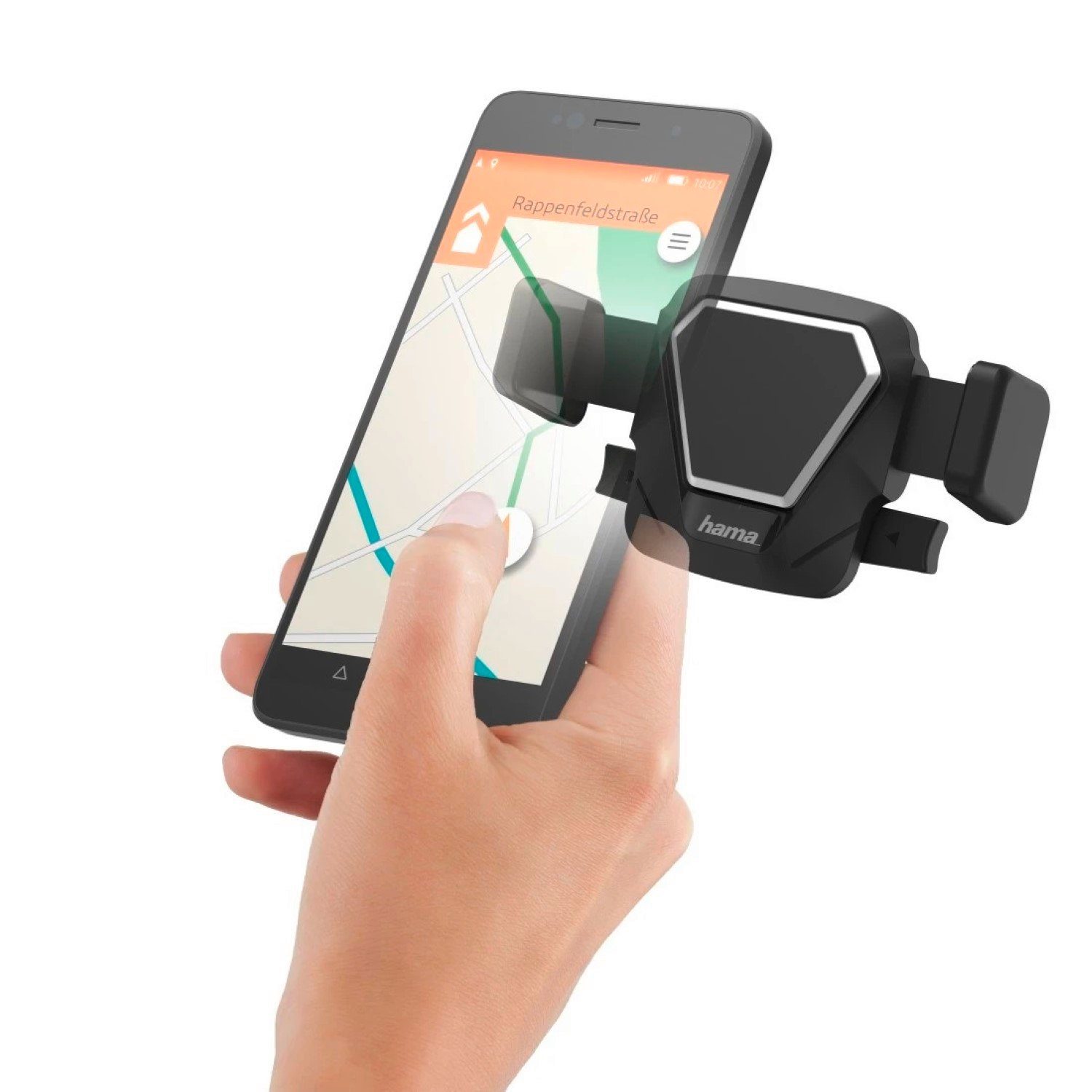 Hama Handy-Halterung Handy-Halterung 360° Auto Navi Lüftung Gitter, (360-Grad Einstellbar KFZ Smartphone Klemm-Halter für Lüftungsgitter)