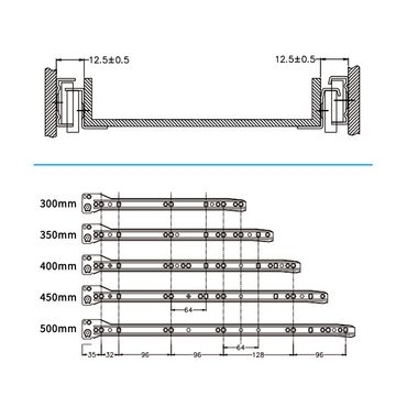 Wayne Hardware Auszug Schubladenschien Kunststoffräder Rollenführung Schubladenauszug 1Paar (Tragfähigkeit: 20 kg, Legierter Stahl, 450mm Weiß, Leicht zusammenzubauen)