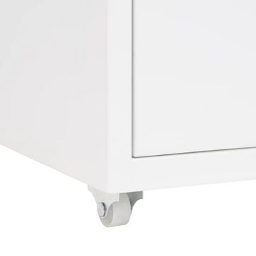 furnicato Aktenschrank mit Rollen Weiß 28x41x69 cm Metall