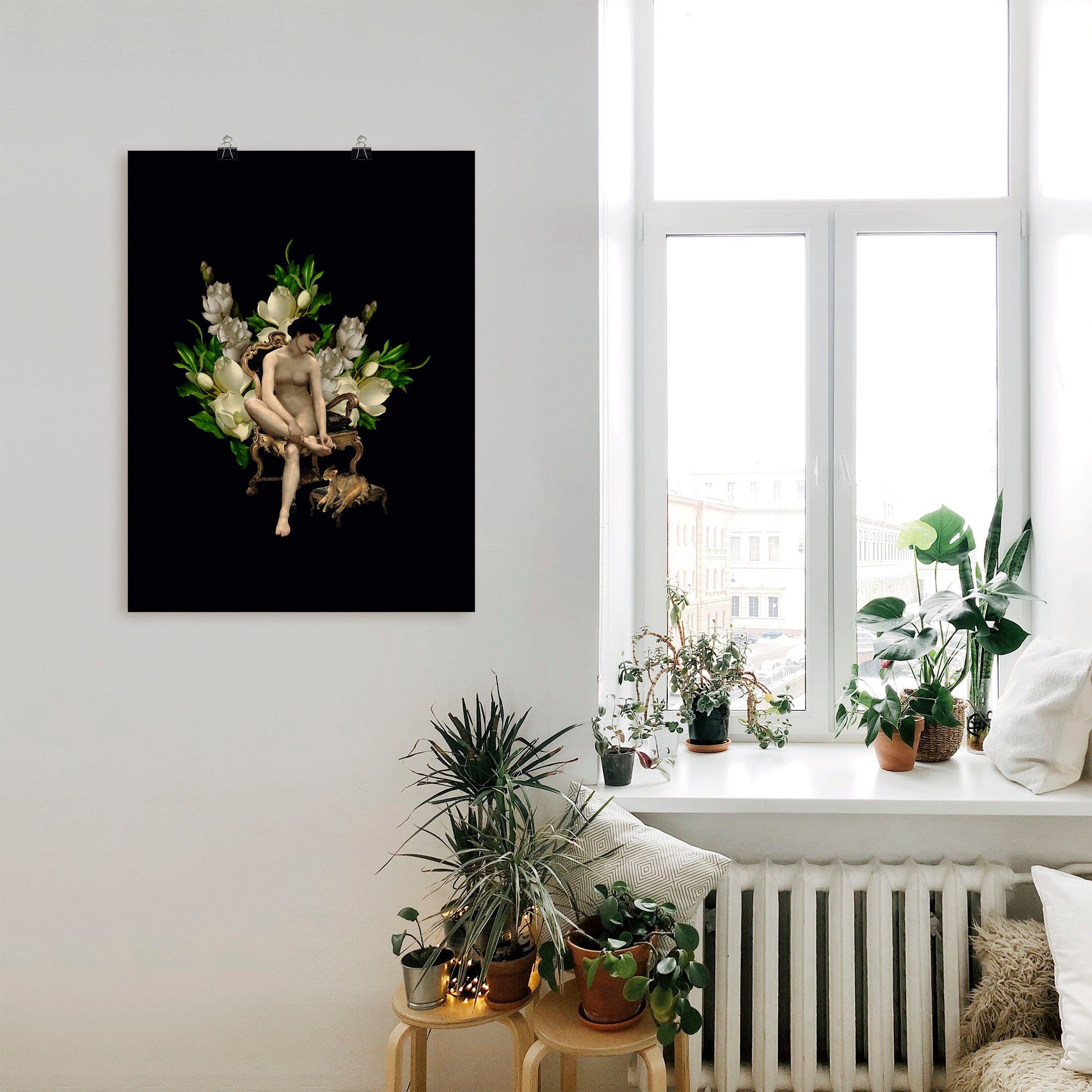 Artland Wandbild Venus mit Katze oder (1 Alubild, Wandaufkleber Bilder als Magnolien, Poster in Größen und versch. Gottes St), Leinwandbild