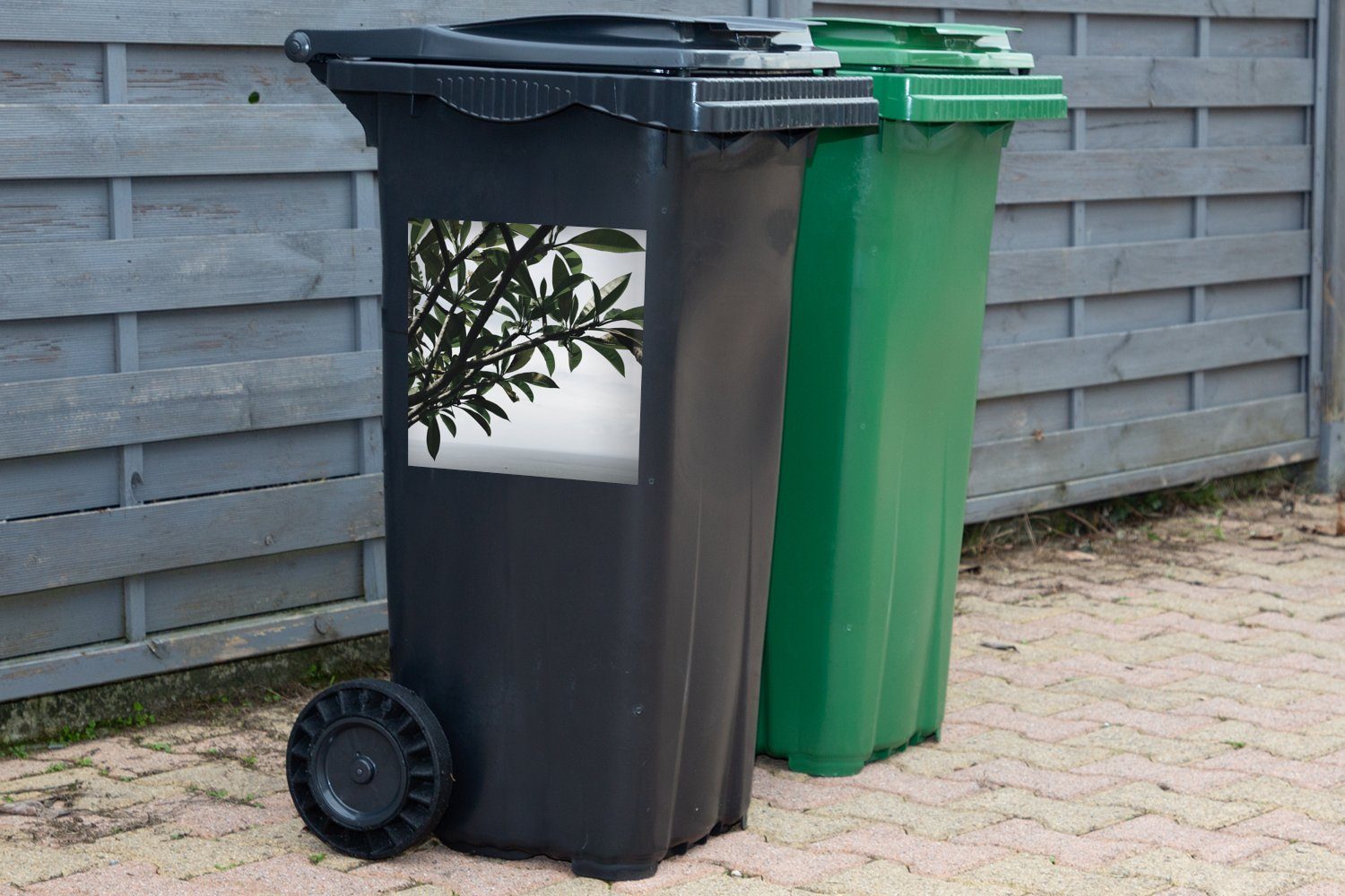 Mülleimer-aufkleber, MuchoWow Sticker, St), - Meer Wandsticker Ast - Abfalbehälter (1 Container, Mülltonne, Baum