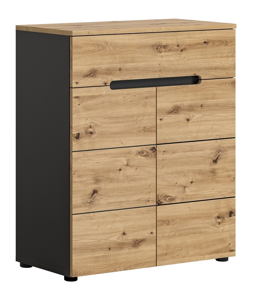 xonox.home Sideboard Schuhschrank, Kommode Canu, grau / Artisan Eiche, 80 cm