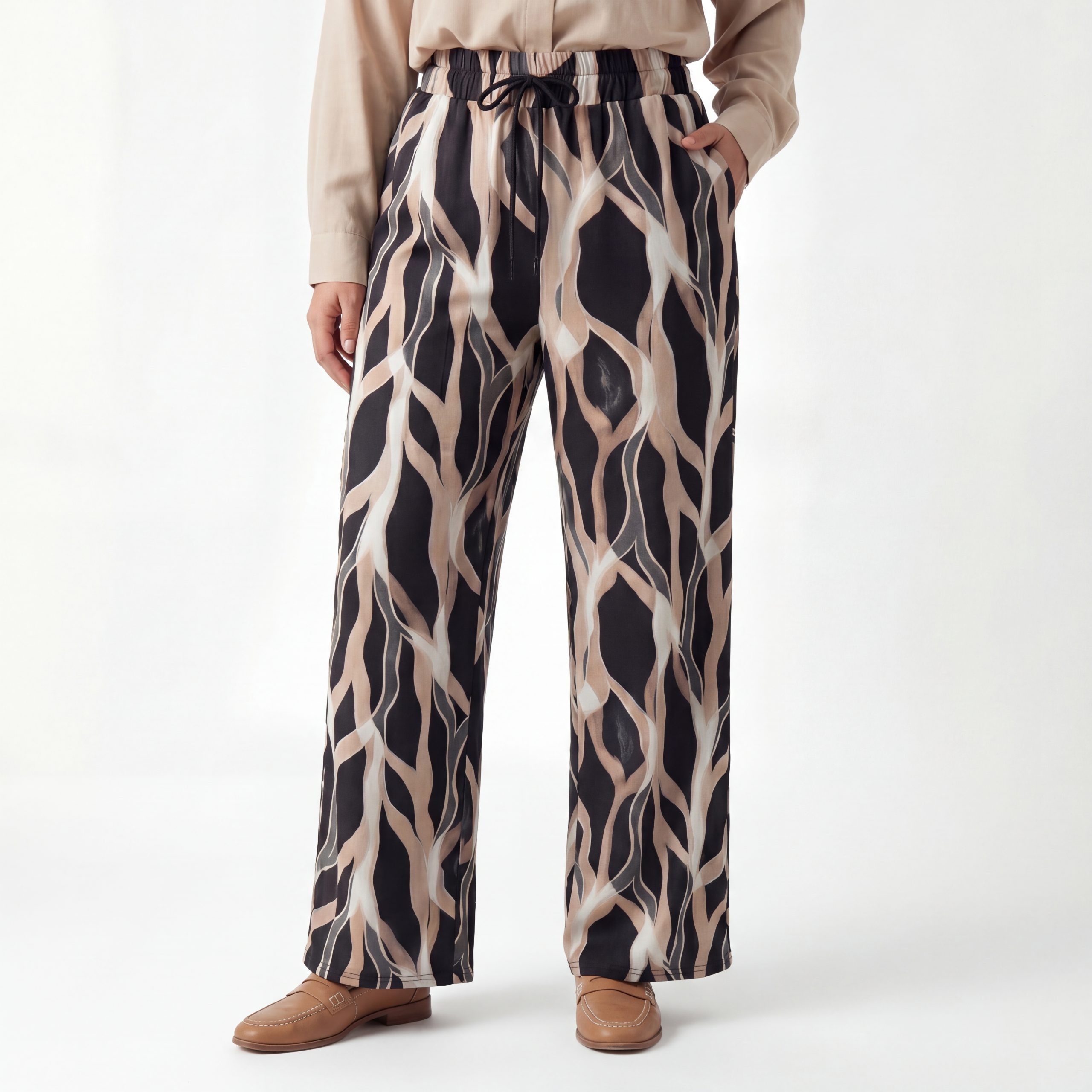 OriginalYou Palazzohose Damen Sommerhose Wide Leg Freizeithose fließender Stoff One Size 36-44 passend für (36-40 relaxed, 40-44 regular)