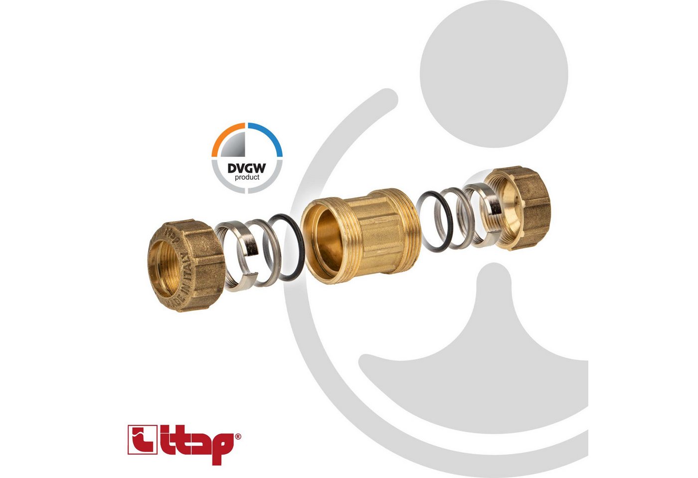 Thumbnail - ITAP s.p.a. Steckfitting VX Messing-Klemmkupplung - gerade - für PE-Rohr - DVGW zugelassen, Ø 20 mm