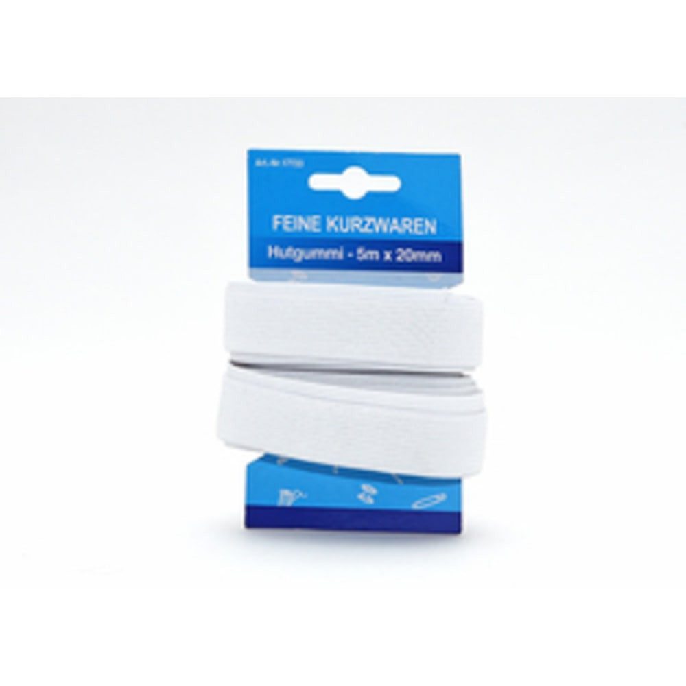 HundB Gummiband Gummilitze Nähgummiband Weiß 5m x 20mm, Elastikband Gummiband Stretchband Nahtband