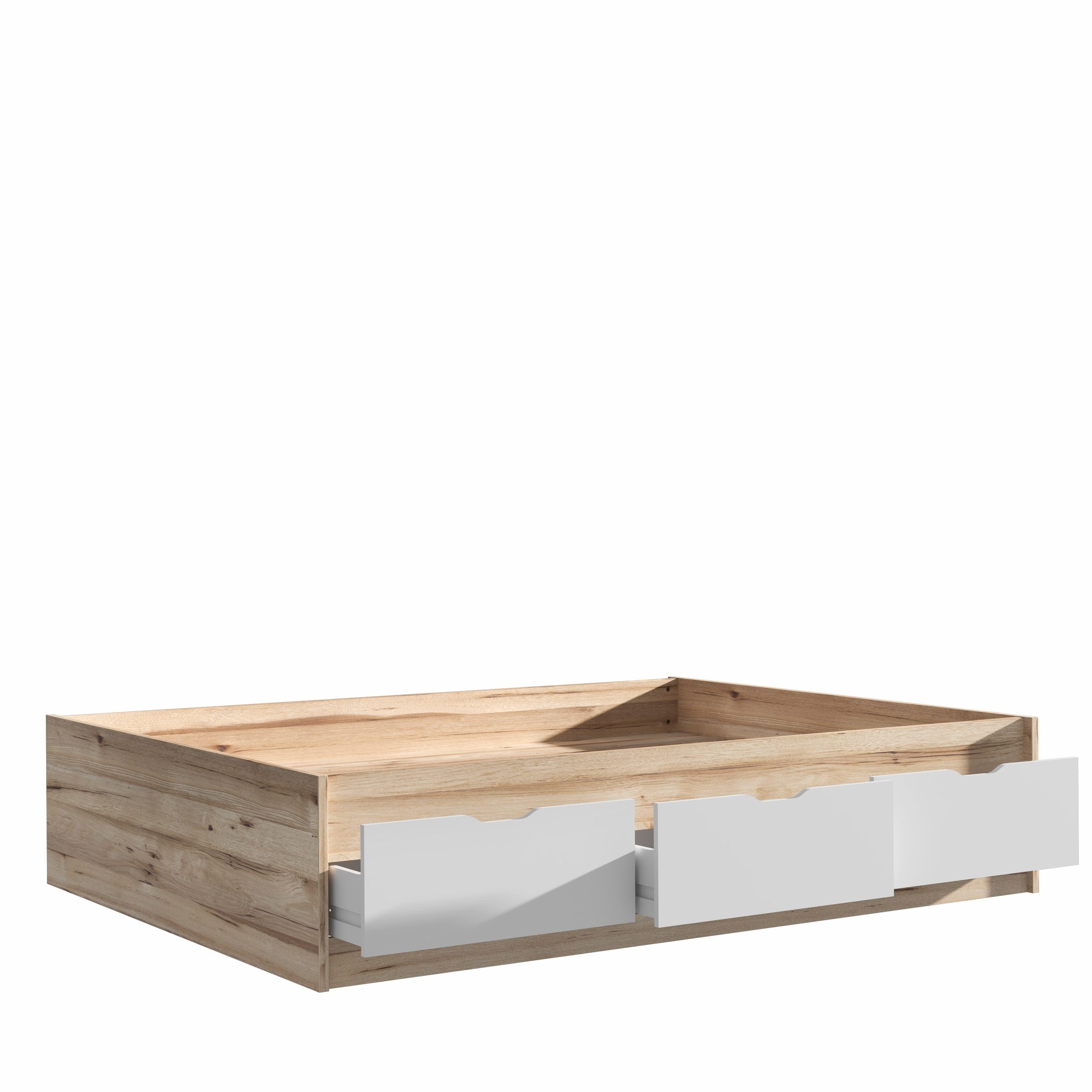 freiraum Bettgestell VANKKA, in Planked Eiche, Weiss - 150,5x43x194,9cm (BxHxT)
