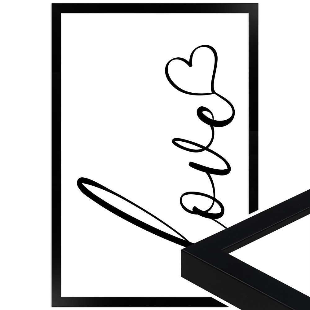 WANDStyle Bild mit Rahmen Love, Poster mit Spruch