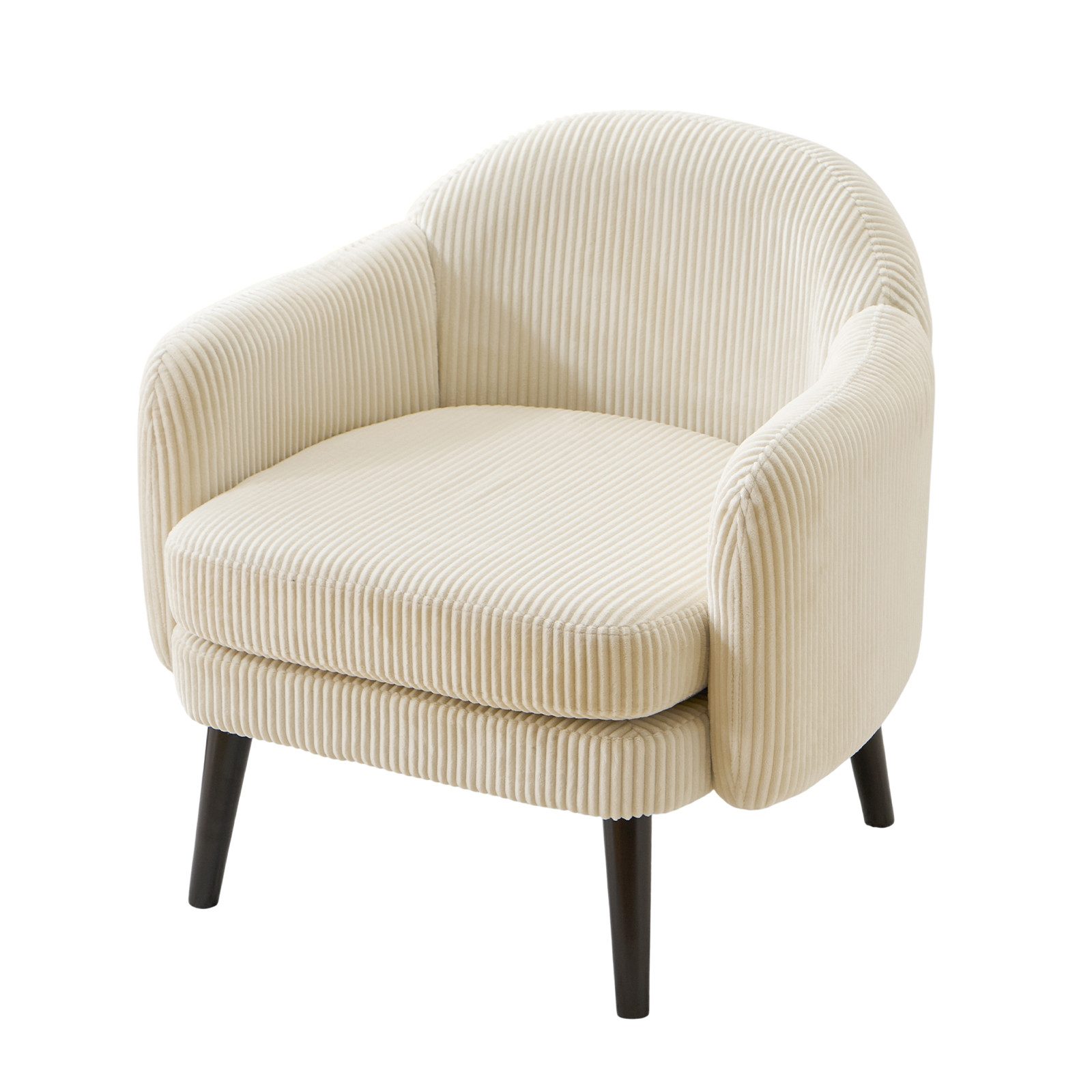 VINGLI Ohrensessel Cocktailsessel aus Cord, Moderner Loungesessel für Wohnzimmer, Holzbeine, Abnehmbares Sitzkissen & Armlehnen