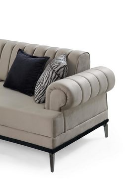 JVmoebel 3-Sitzer Exklusive 3-Sitzer Sofa Modern Holz Wohnzimmer Möbel farbe Beige Luxus, 1 Teile, Made in Europa