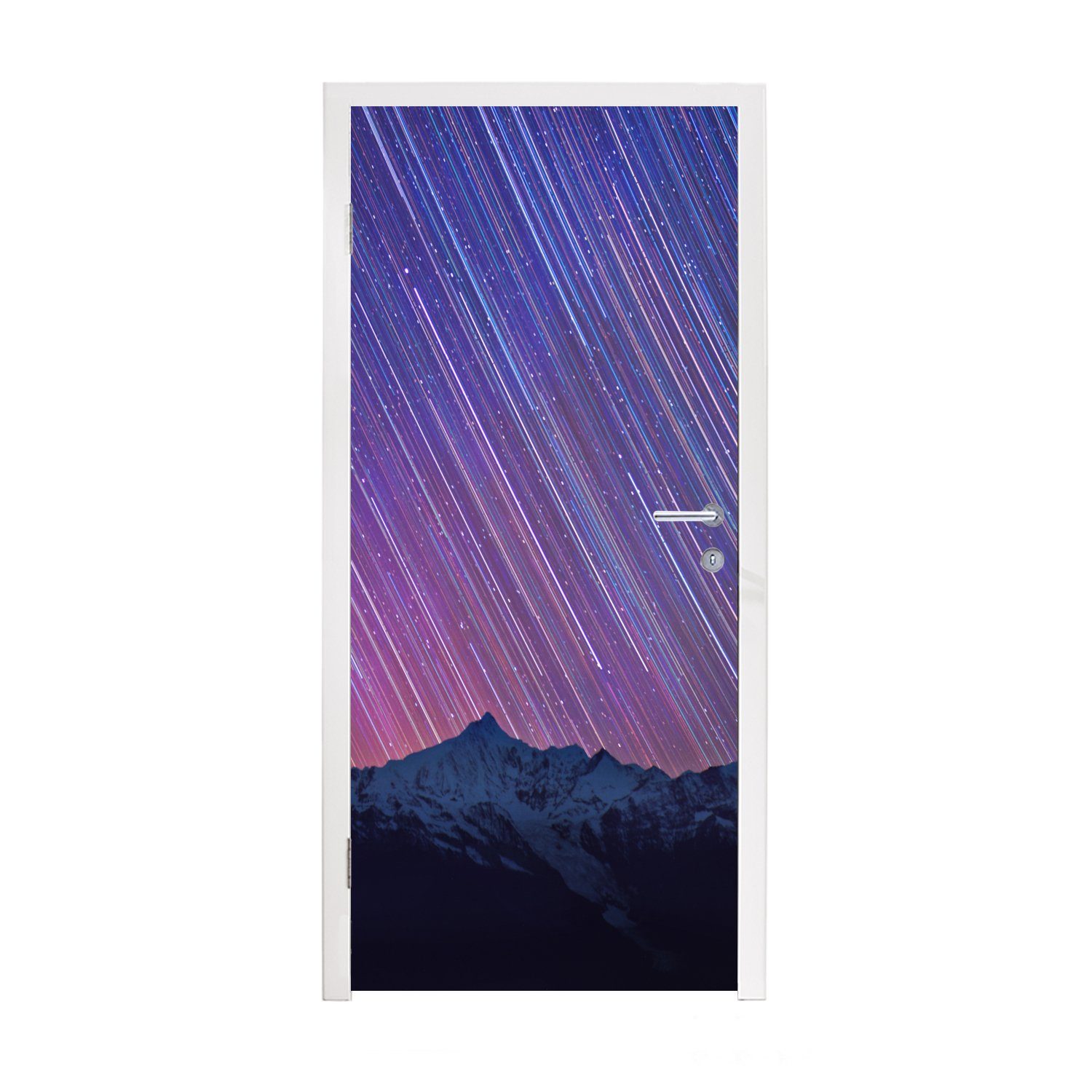 MuchoWow Türtapete Ein Sternenhimmel über den Bergen, Matt, bedruckt, (1 St), Fototapete für Tür, Türaufkleber, 75x205 cm