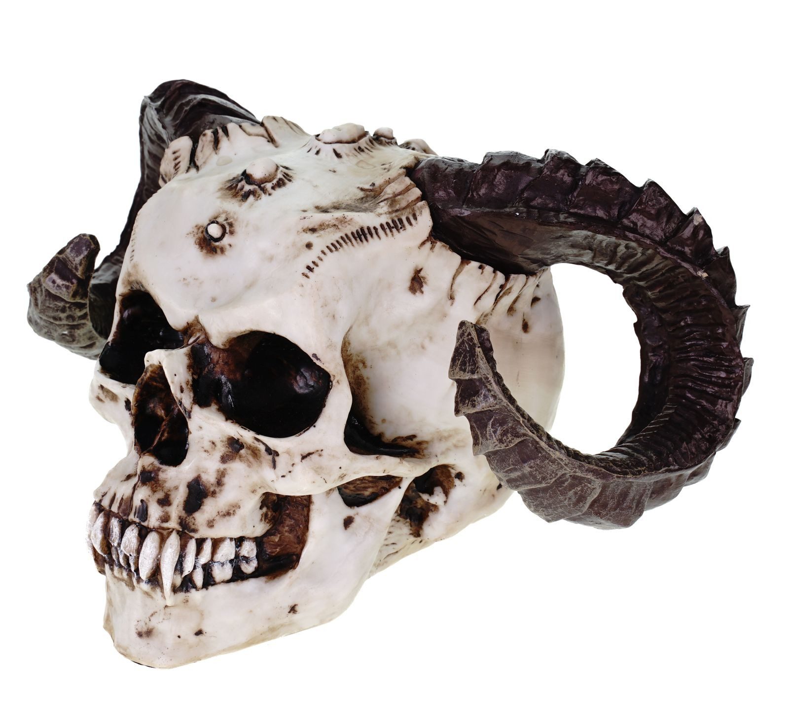Vogler Dekofigur Teufelsschädel Markus Mayer Totenkopf Widderhörner 16 cm Figur