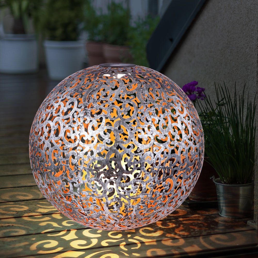 Garten Windlicht orientalsichLED fest LED-Leuchtmittel verbaut, Solarleuchte, Kugel Globo LED Solarleuchte Warmweiß, Solar