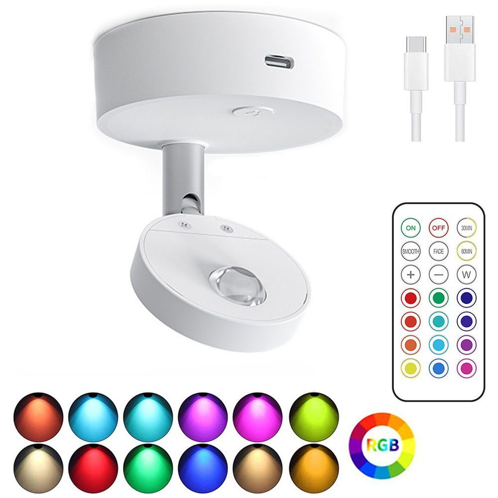 Rosnek LED Wandstrahler Drahtlos, wiederaufladbar, RGB, günstig online kaufen