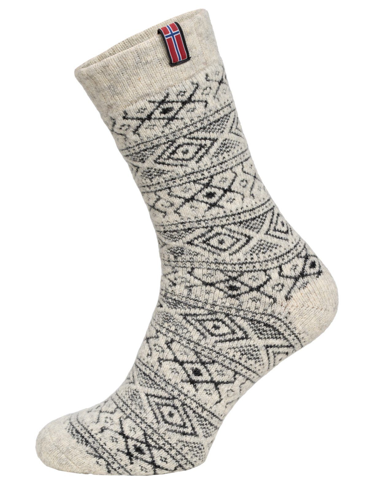 HomeOfSocks Norwegersocken Skandinavische Wollsocke "Norwegen" Nordic Kuschelsocken Aus Wolle Dicke Socken Hyggelig Warm Mit Hohem 80% Wollanteil In Norwegischem Design Wollweiß