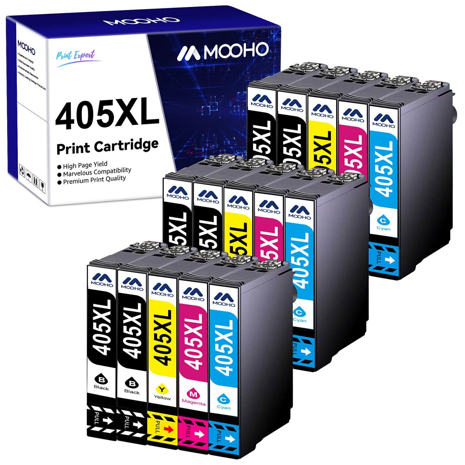 MOOHO 15er für EPSON 405XL 405 XL Multipack Tintenpatrone (WF-7310DTW  WF-7830DTWF WF-7835DTWF WF-7840DTWF, 15-tlg)