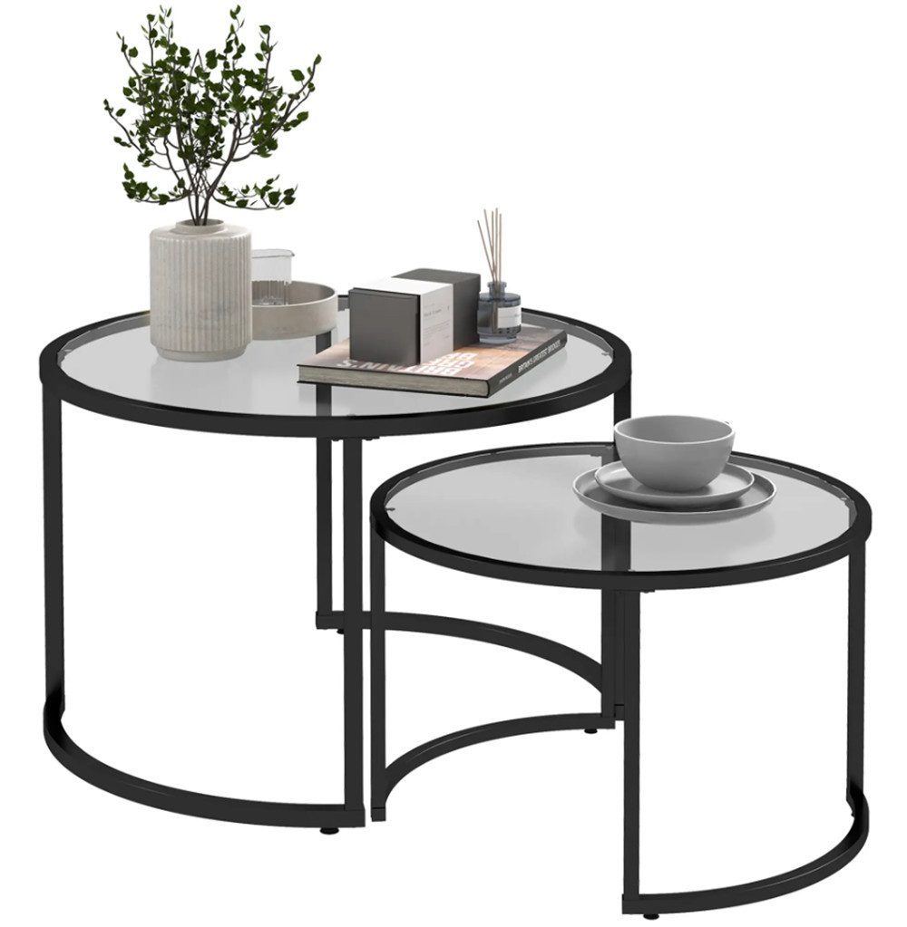 XDOVET Couchtisch 2er-Set Couchtische,Beistelltische Kaffeetisch, Glastisch günstig online kaufen
