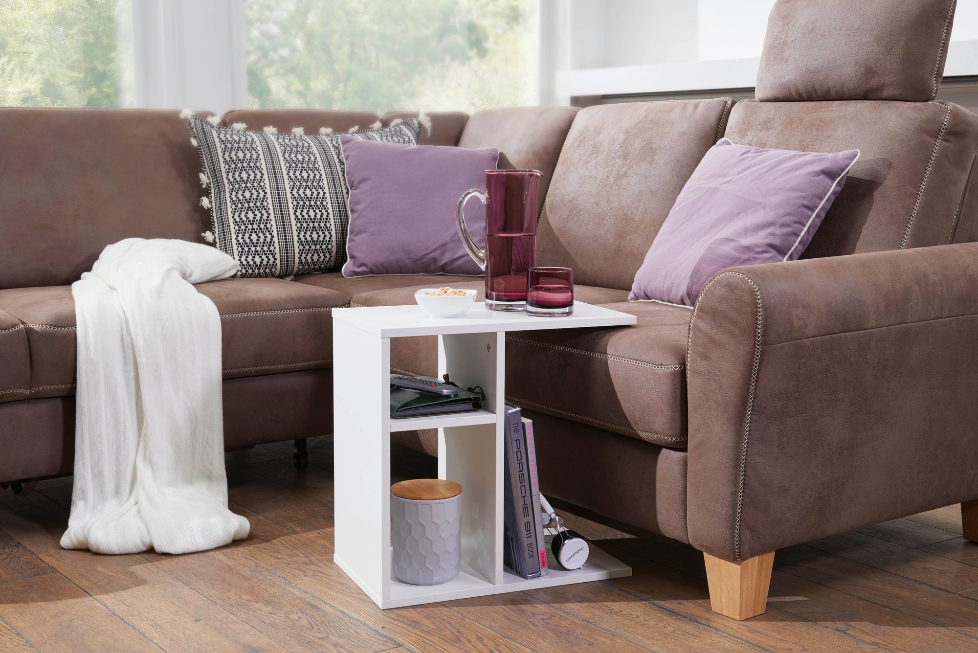 Wohnling Beistelltisch WL5.315 Holz Anstelltisch Couchtisch Klein Sofatisch Weiß (50x50x30 cm Holz Weiß, Design Anstelltisch Sofa), Kleiner Wohnzimmertisch, Sofatisch Rechteckig