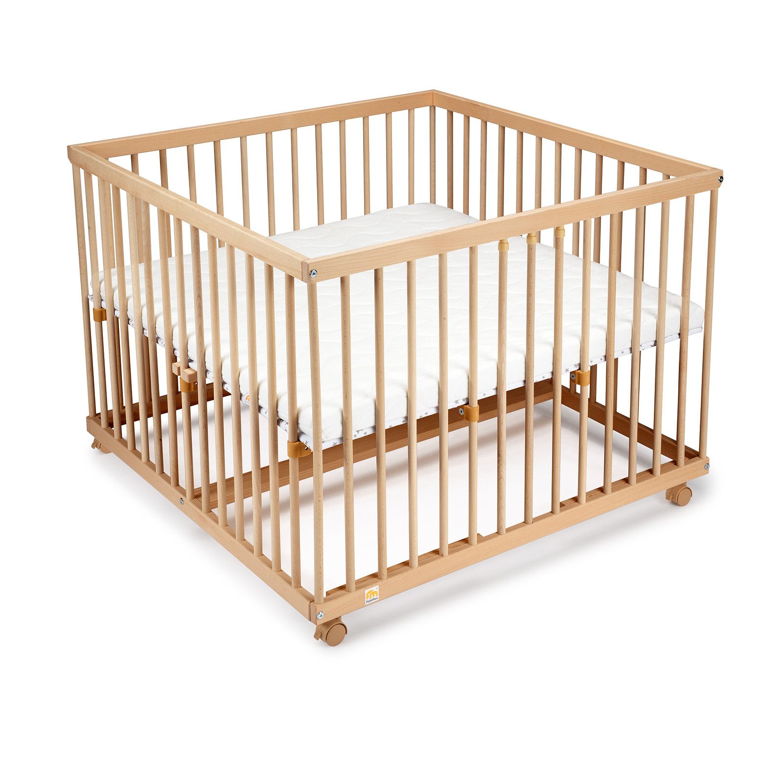 FabiMax Laufgitter 100 x 100 cm, natur, mit Parkettrollen, 3 Schlupfsprosse günstig online kaufen