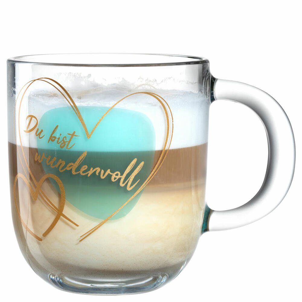 LEONARDO Tasse Emozione Du bist wundervoll, 400 ml, Kalk-Natron-Glas