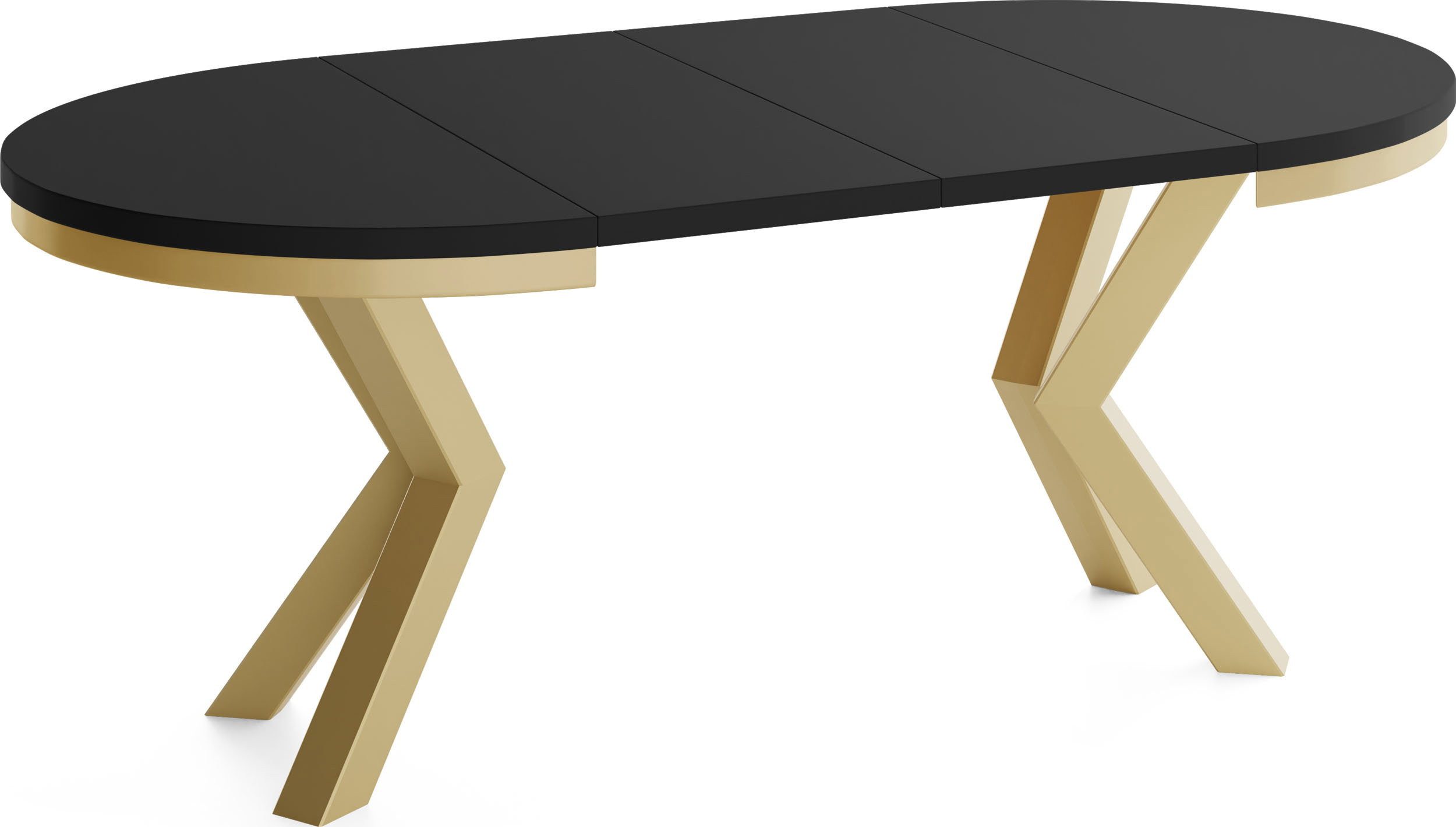 WFL GROUP Esstisch Clara Gold im Loft-Stil rund ausziehbar mit goldenen Metallbeinen (MADE IN EU, erhältlich in zwei Größen – 100/120 cm, ausziehbar auf 180/200 – Bild 4 von 5