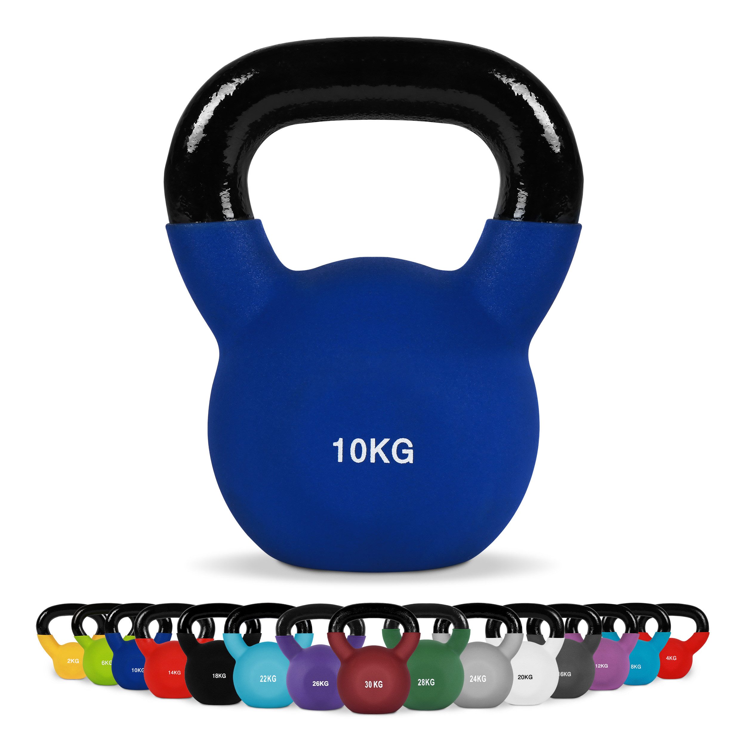 MSports® Kettlebell Kettlebell Professional Neopren 2 – 30 kg inkl. Übungsposter