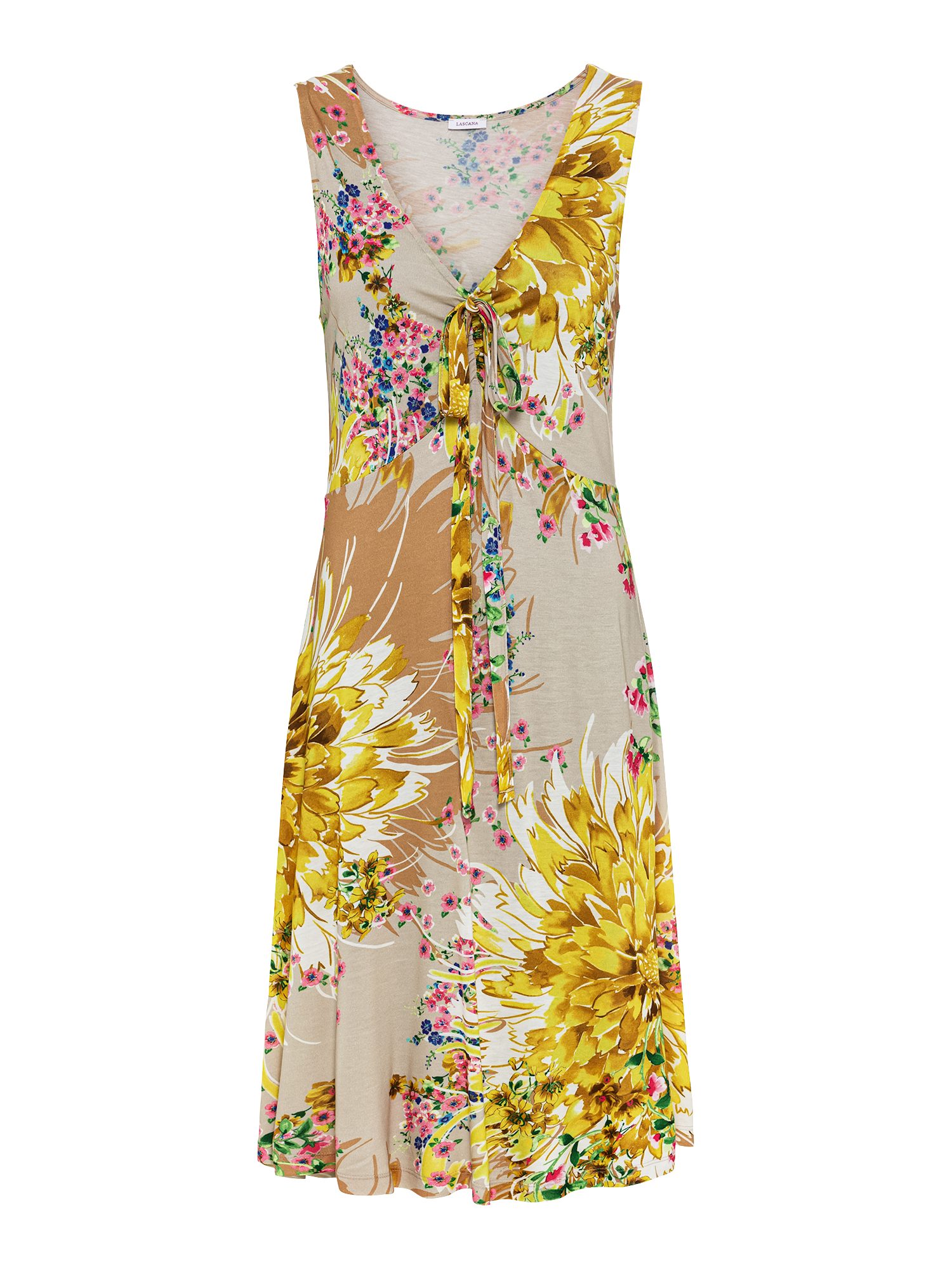 LASCANA Jerseykleid mit Alloverdruck und Bindeband, Trägerkleid, Strandklei günstig online kaufen