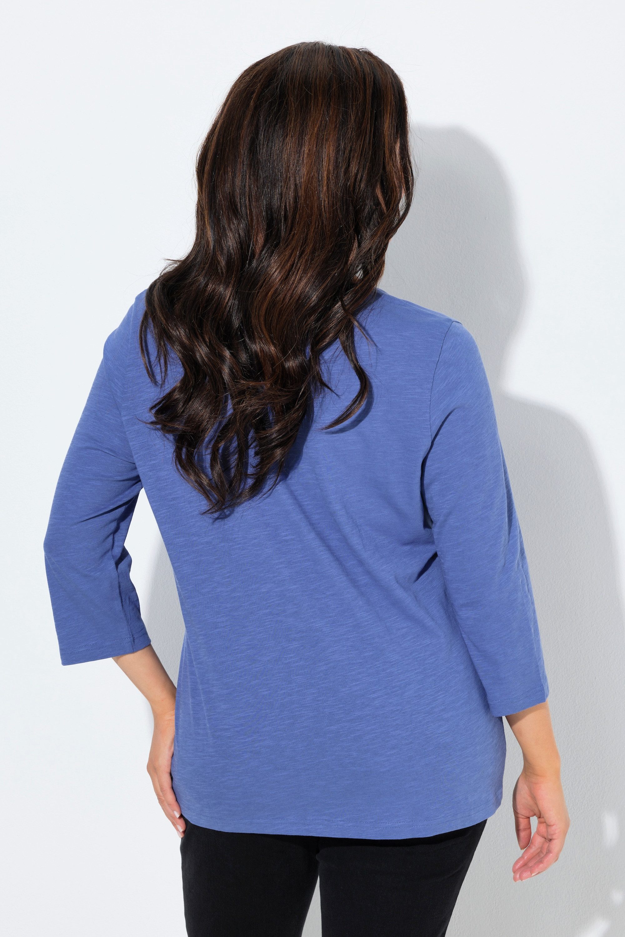 Ulla Popken T-Shirt Shirt Ciao Bella Classic V-Ausschnitt 3/4-Arm