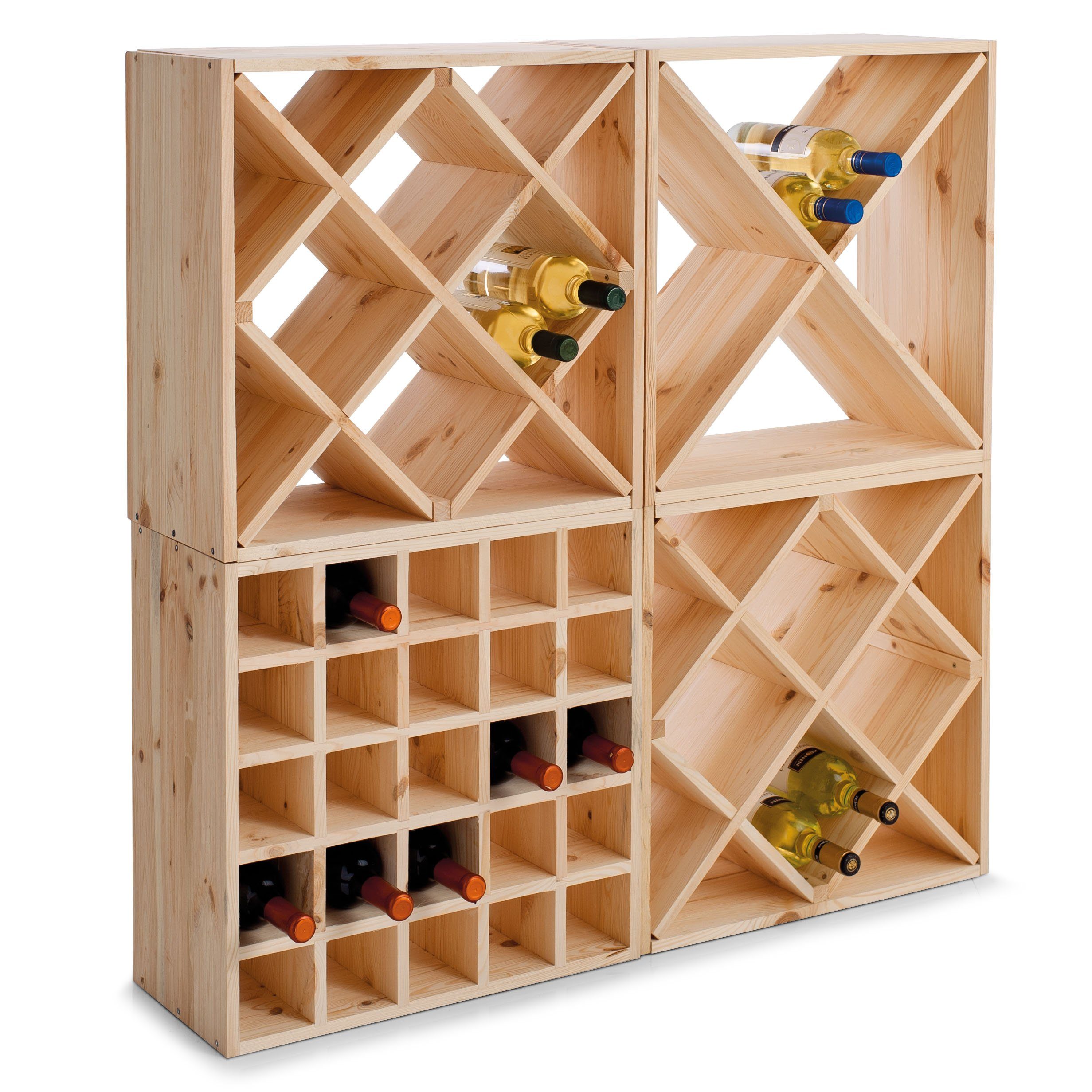 Zeller Present Regal Weinregal, Kiefer, 52 x 25 x 52 cm