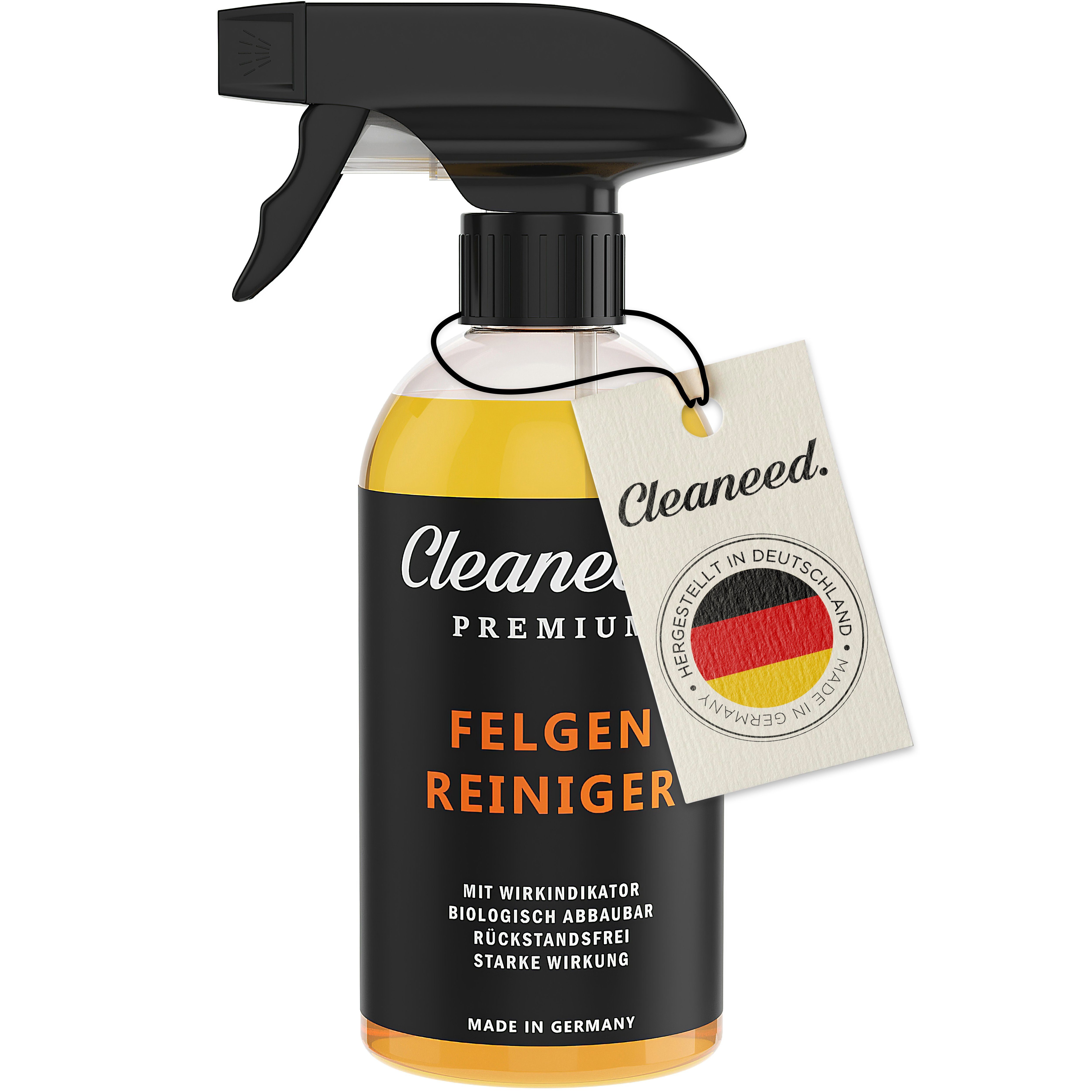 Cleaneed Premium Alufelgen Felgenreiniger Felgenreiniger (Made in Germany – Entfernt auch die stärksten Verschmutzungen - Mit Wirkindikator, Rückstandsfrei, Biologisch Abbaubar, Schonend)