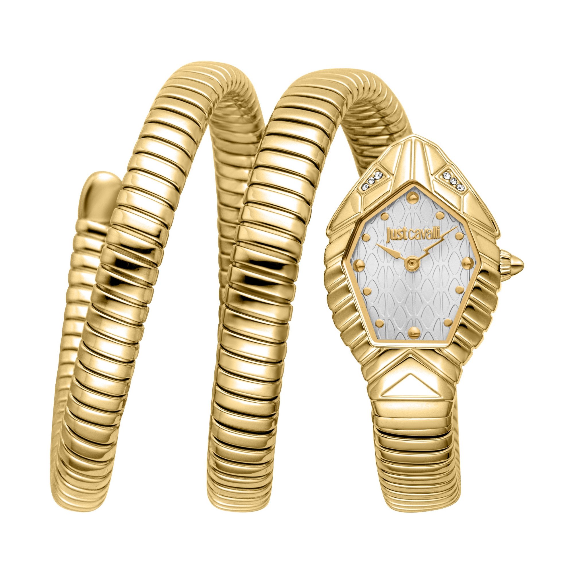 Just Cavalli Time Quarzuhr Signature Snake JC1L428M0025, Armbanduhr, Edelstahlarmband, analog, Kristallsteine